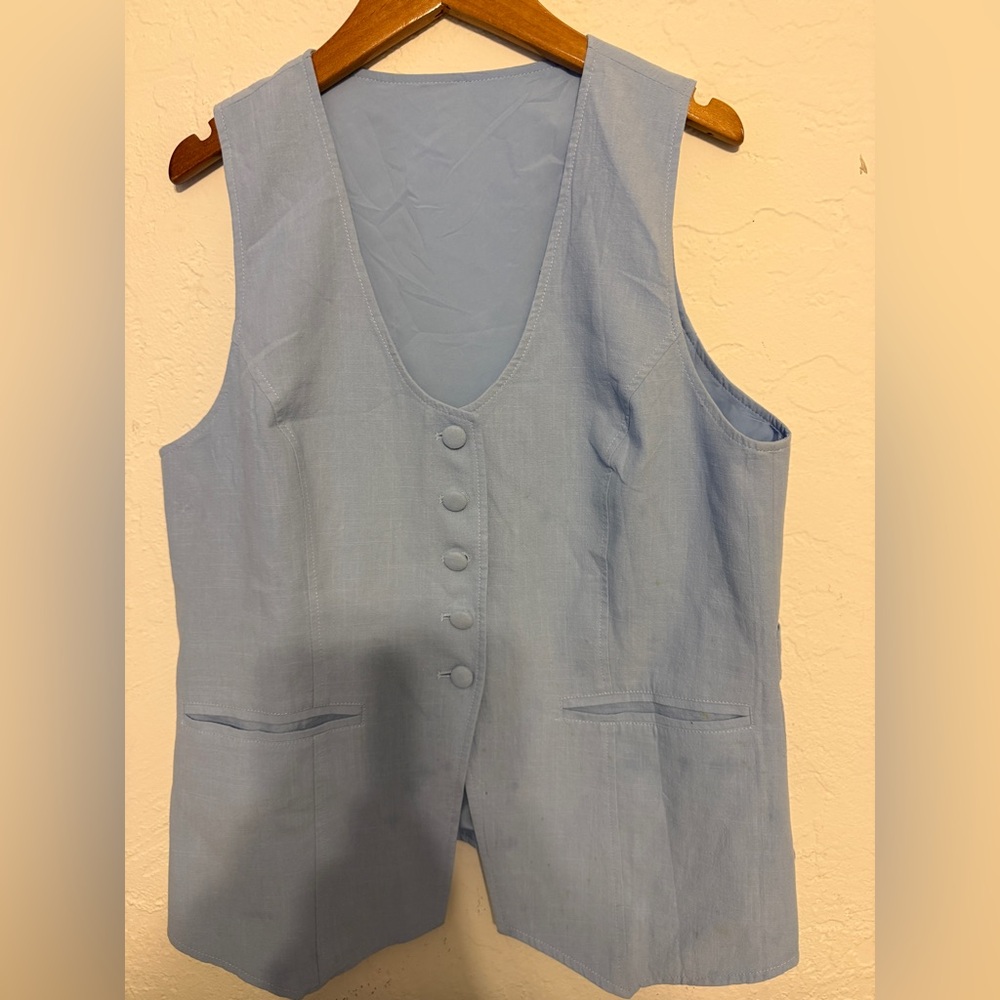 Light Blue Button-Up Vest - Picture 3 of 4